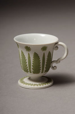 Picture of Motif Green and White Stoneware Covered Cup