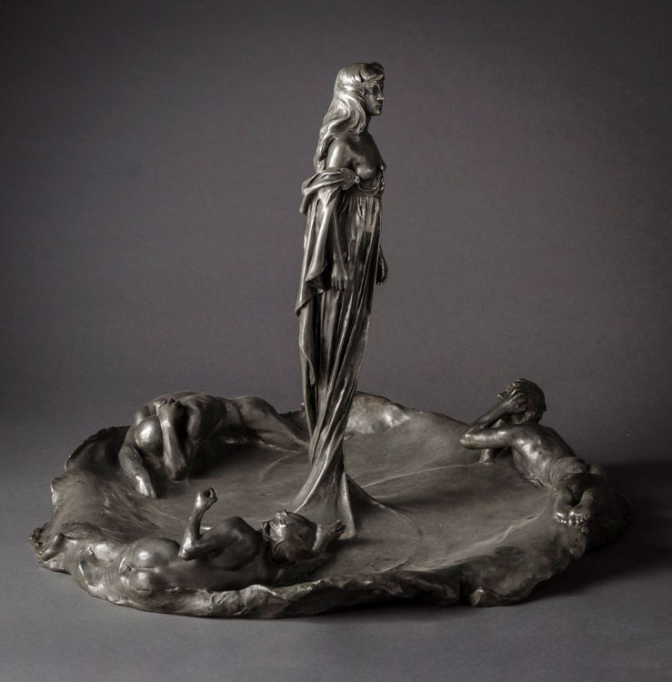 Picture of Art Nouveau Pewter Figural Centerpiece